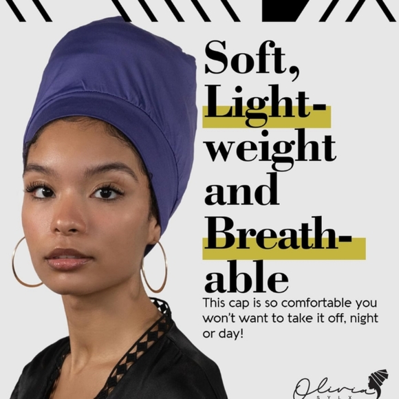 Lot of 4 - Satin Sleep Cap and Hair Bonnet for Sleeping - Overnight  - Purple - - Picture 5 of 10